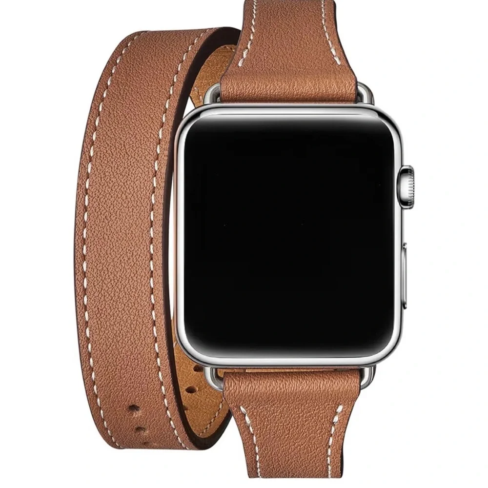 Apple Smartwatch with Tan Leather Strap